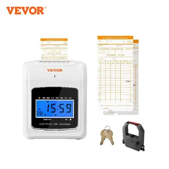 VEVOR Punch Time Clock Часы времени для сотрудников 6 Перфораторов / Дневные часы Включают в себя 2 карточки с расписанием, 1 Чернильную ленту и 2 ключа безопасности