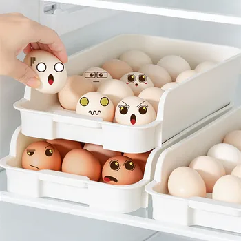 Ящик для хранения яиц, органайзер для лотков в холодильнике, большой емкости, футляр для хранения свежих яиц, держатель для яиц для холодильника, кухонного шкафа, кладовой