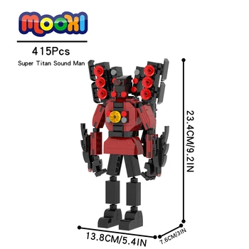 MOC1338 415ШТ Skibidi Туалетный Кирпич Super Titan Sound Man Персонаж Фигурка Строительный Блок Игрушка Для Детей Творческие Подарки
