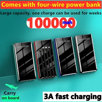 Power Bank 100000mAh Портативное Зарядное Устройство Со Светодиодной Подсветкой powerbank Большой Емкости 100000 мАч Внешний Аккумулятор 25P