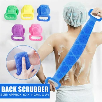 Силиконовый скруббер для спины Инструменты для чистки тела Банный ремень Щетка для массажа кожи Двухсторонние полотенца