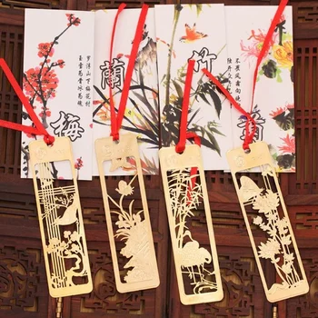 4 шт./лот, милая металлическая закладка в винтажном китайском стиле для подарка книги