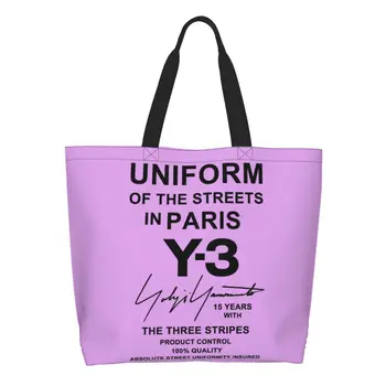 Сумка для покупок Yohji Yamamoto из вторичной переработки, женская холщовая сумка-тоут, прочные сумки для покупок продуктов