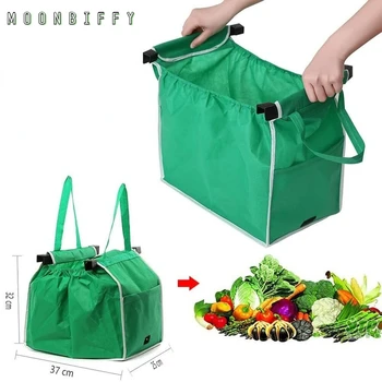 Новая зеленая тележка для покупок из супермаркета, сумка из нетканого материала, складная сумка для защиты окружающей среды, удобная подвесная сумка