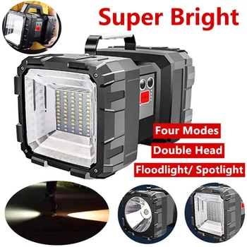 Супер яркий светодиодный прожектор XHP100 с двойной головкой, перезаряжаемый через USB, ручной фонарик, рабочий прожектор, прожекторный светильник