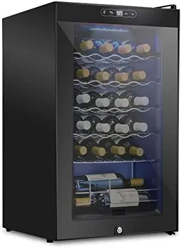 Компрессорный холодильник-охладитель вина на 24 бутылки с замком - Большой отдельно стоящий винный погреб для красного, белого, шампанского или игристого вина