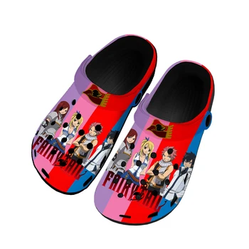 Аниме Fairy Tail Natsu Dragneel Домашние сабо На заказ; Водонепроницаемая обувь; Мужская Женская обувь для подростков; Садовые сабо; Пляжные черные тапочки с отверстиями;