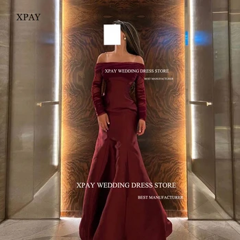 XPAY Бордовые вечерние платья Русалка с открытыми плечами в Дубае, арабские женские вечерние платья для выпускного вечера, свадебное платье для вечеринки