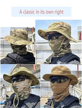 Камуфляжная тактическая шейная кепка-трубка Военная шляпа армии США Boonie Hat Летняя защита от солнца для занятий спортом охоты в джунглях рыбалки кемпинга
