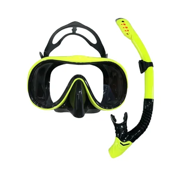 Маска для подводного плавания с трубкой, Противотуманная маска для подводного плавания с трубкой, полностью сухая трубка, снаряжение для подводного плавания Желтый + черный