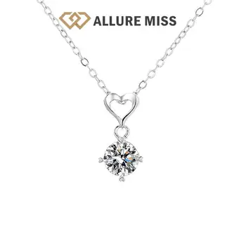 Обожаю ожерелье в классическом стиле с муассанитом, 100% стерлинговое серебро 925 пробы, сертифицированное GRA, ювелирные изделия D color, Романтический подарок круглой бриллиантовой огранки