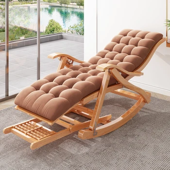 Складное кресло-качалка для гостиной, свободно устанавливаемое Домашнее кресло для отдыха, Спальное кресло, Регулируемый бамбуковый шезлонг для балкона