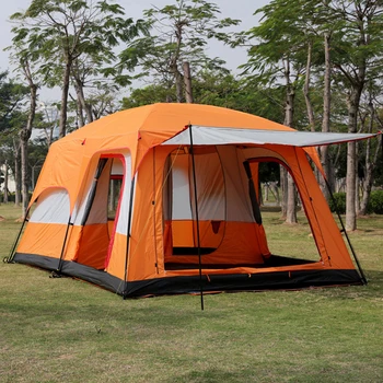 Сверхбольшая палатка на две комнаты и один зал для кемпинга на открытом воздухе на 6-12 человек, водонепроницаемая палатка