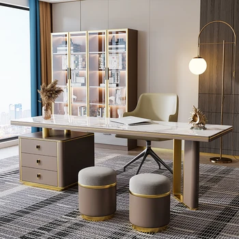 Итальянский роскошный каменный стол Современный простой настольный компьютерный стол и стул Офисный рабочий стол Домашний рабочий стол