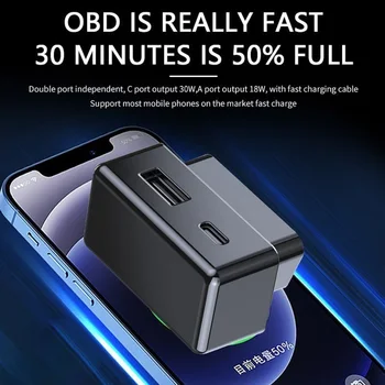 OBD Зарядное устройство для автомобиля Tesla Model 3 Y Скрытый адаптер быстрой зарядки Type C USB двухпортовое зарядное устройство для мобильного телефона Автоаксессуар