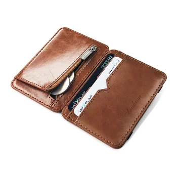 Модный Мужской Маленький кожаный кошелек Magic С карманом для монет, мужской мини-кошелек, сумка для денег, держатель кредитной карты, зажим для кошелька для наличных