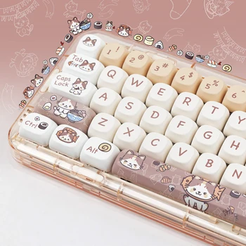LUCKY-Cuisine Cat 142 клавиши/набор клавишных колпачков из PBT с профилем DYE-SUB MOA, изготовленных своими руками на заказ, для механической клавиатуры MX Switch Game