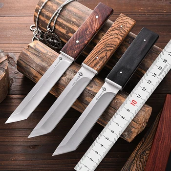 Самурайский маленький прямой нож с деревянной ручкой, красиво скрытое лезвие, Фруктовый нож Li, ломтик хлеба, охотничий нож, нож ручной работы