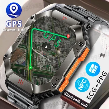 Мужские смарт-часы для Android IOS ECG + PPG Bluetooth Call Smartwatch Ip68 Водонепроницаемый военный GPS-трекер движения Фитнес-браслет
