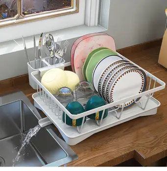 Алюминиевая подставка для сушки посуды, сушилка для кухонной утвари, Многофункциональный держатель щеток для чистки на кухне, стеллаж для хранения инструментов