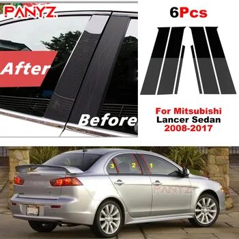 6шт Автомобильная Оконная Дверная Колонна BC Pillar Post Cover Наклейка Черная для Mitsubishi Lancer Седан 2008-2017 Proton Inspira 2010-2015