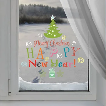Веселого Рождества, Счастливого Нового года, декоративная наклейка на стену для магазина, украшения дома, наклейки на окна в сезон фестивалей, плакаты из ПВХ