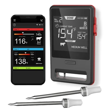 Беспроводной термометр для мяса, Дистанционный Цифровой кухонный инструмент для приготовления пищи, Интеллектуальный цифровой Bluetooth-гриль, барбекю, термометр для барбекю