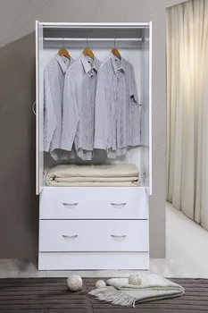 Двухдверный шкаф с двумя выдвижными ящиками и подвесной штангой, белый Шкаф-органайзер Muebles De Dormitorio Мебель для спальни