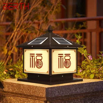 Уличный Солнечный светильник на столбе BERTH, Винтажный Креативный китайский светильник на столбе, водонепроницаемый IP65 для дома, виллы, двора