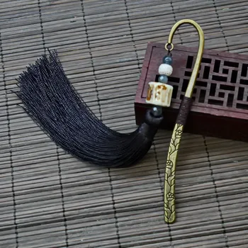 Закладка металлическая коричневая кисточка, ретро-код, креативный китайский стиль, подарок в древнем стиле, придворный национальный ветер, студенческие канцелярские принадлежности