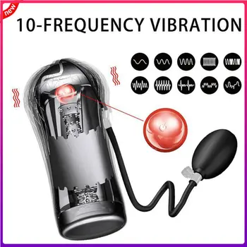 Надувной электрический режим вибрации 10 Скоростей Имитация чашки для мастурбации Массажер для влагалища Машина для головки Секс-игрушки для взрослых для мужчин