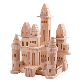 Деревянный Игрушечный замок, строительный блок, Игрушка Монтессори для малышей дошкольного возраста GXMB