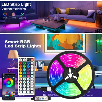 1 м 3 м 5 м 10 м 20 м 30 м Светодиодные Ленты RGB Лента Светодиодные фонари для Декора комнаты Bluetooth SMD5050 LED подсветка телевизора Цветные Ледяные фонари