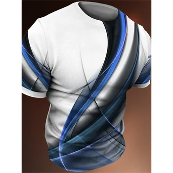 Мужская футболка с 3D-принтом, толстовка в полоску, повседневный летний трикотаж с круглым вырезом, мужская дышащая одежда большого размера