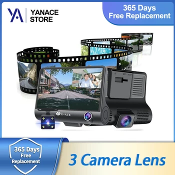 Автомобильный видеорегистратор Yanace B28 с 4-дюймовой приборной панелью, 3-камерный объектив с камерой заднего вида, Видеомагнитофон, Авторегистратор, видеорегистратор ночного видения