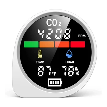 Внутренний монитор CO2, детектор качества воздуха в помещении для дома, офиса или школы с портативной аккумуляторной батареей