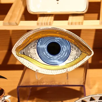 Креативная форма глаза Блюдо для хранения ювелирных изделий Синие Фигурки от сглаза Украшения Керамические тарелки Поделки Декоративные Подарки для дома