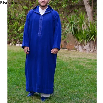 Новое мужское модное мусульманское платье с длинным рукавом 2023, халат, халат Саудовской Аравии, мужская исламская одежда Ближнего Востока, Джуба, Тобе, мужчины-мусульмане