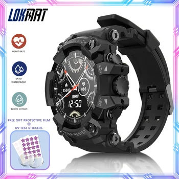 Смарт-часы LOKMAT ATTACK Фитнес-трекер, Монитор здоровья, Мультиспортивные Мужские Android iOS, бесплатная Защитная пленка и УФ-тестовая наклейка