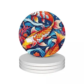 Гороскоп Океанских Рыб, Набор керамических подставок с 4 нескользящими днищами для декора гостиной, подарок на новоселье