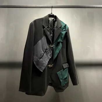 Контрастный сращивание цветов Нишевый дизайн Мужской пиджак Высокое качество Осень 2024 Индивидуальное мужское элегантное модное пальто блейзер