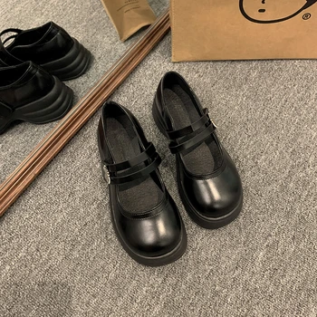 Металлическая бабочка с мелким горлышком обувь на платформе черно-белая универсальная униформа Студенческая обувь маленькие кожаные туфли