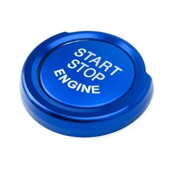 Синяя алюминиевая кнопка запуска двигателя без ключа С отделкой в виде кольца Для BMW Start Decoration Кнопка остановки двигателя Приклад зажигания