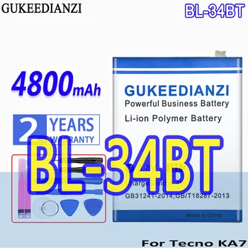 Аккумулятор GUKEEDIANZI Большой Емкости BL-34BT BL34BT 4800mAh Для Аккумуляторов Мобильных Телефонов Tecno Spark2 Spark 2 KA7