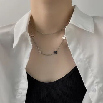 Ожерелье из титановой стали для женщин, простая цепочка для радости, гнева, печали и утехи на ключицах, хип-хоп из нержавеющей стали