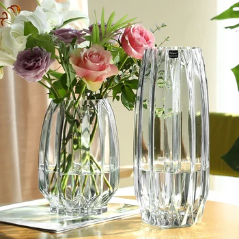Скандинавская простая большая стеклянная ваза прозрачного цвета гидропоника богатый бамбук лилия роза ваза гостиная цветочная композиция украшения