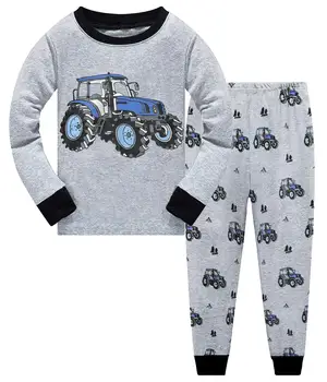 Пижамы для маленьких мальчиков Монстр Трак, 100% хлопок, детские пижамы с динозавром, 2 предмета, комплекты одежды для грузовиков