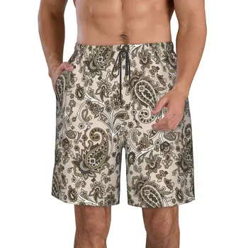 Летние мужские шорты с 3D-принтом Paisley, пляжные гавайские домашние шорты на шнурках для отдыха