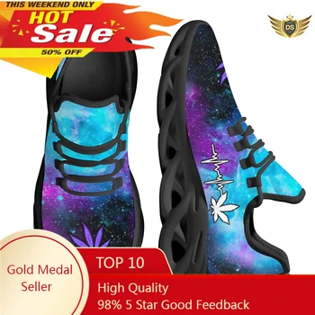 Женская обувь на плоской подошве с рисунком Galaxy Weed Heart 420, Дышащие повседневные кроссовки, Повседневные ботинки на платформе со шнуровкой, Zapatos