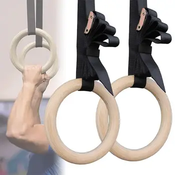 Деревянные гимнастические кольца с ремешками с пряжками Для домашнего тренажерного зала Тренировочные кольца Для гимнастики Домашний тренажерный зал